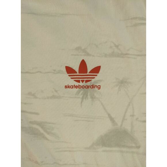 Adidas Skateboarding T Shirt Size M White Palm Tree Pattern Trefoil Logo - Picture 7 of 11